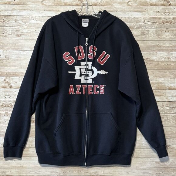 San Diego State Aztecs Full Zip Hoodie Mens XL Black Pockets Long Sleeve SDSU - Picture 1 of 11